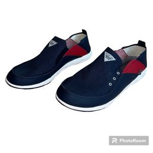 Columbia NWOT Bahama PFG red white and navy blue slip-ons boat shoes mens size 9